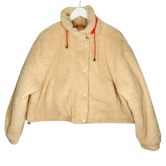 BP Faux Shearling Bomber Jacket In Beige Burnt NWT - Picture 3 of 12